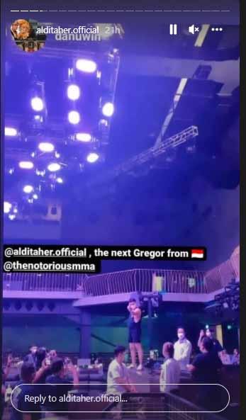 Hadapi Vicky Prasetyo, Aldi Taher dijuluki Conor McGregor dari Indonesia. Foto: Instastory@alditaher.official Copyright: Instastory@alditaher.official