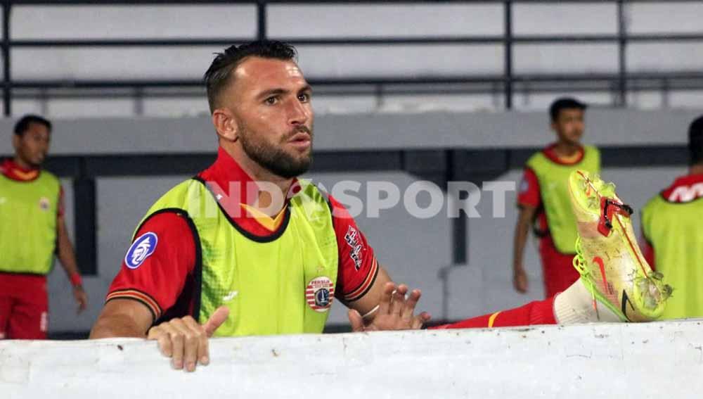 Bomber Persija Jakarta, Marko Simic, mendapat ‘teguran’ dari mantan rekan setim Cristiano Ronaldo setelah tak terlihat dalam tiga pertandingan Macan Kemayoran di Liga 1. Foto : Nofik Lukman Hakim/Indosport.com