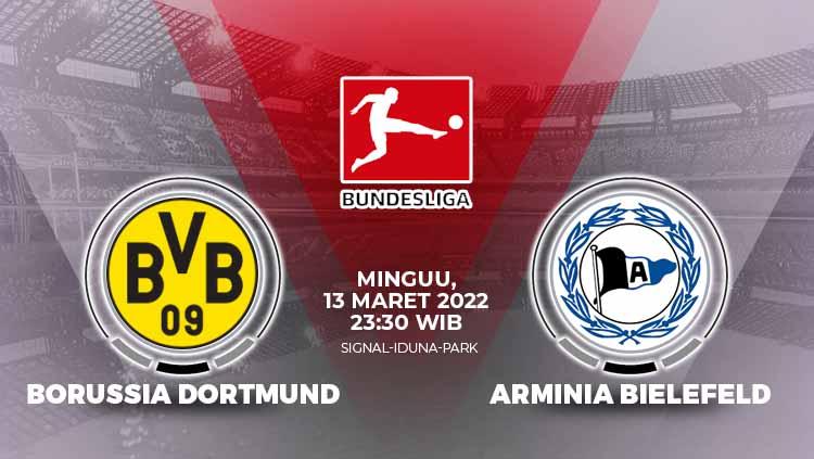 Borussia Dortmund akan menjamu Arminia Bielefeld di pekan ke-26 Liga Jerman 2021/22 pada Minggu (13/03/22) dan berikut prediksi pertandingannya. - INDOSPORT