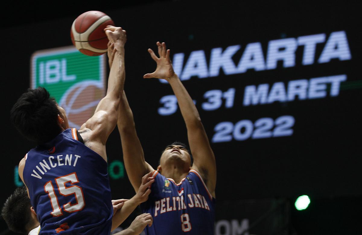 Satya Wacana takluk oleh Pelita Jaya 70-77 pada lanjutan IBL 2022 di Hall A Basket Senayan, Jakarta, Sabtu (12/03/22).