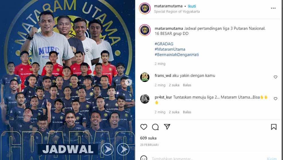 Mataram Utama telah memastikan langkah mereka lolos ke babak semifinal Liga 3 Nasional, kepastian ini didapat setelah mereka menang di laga terakhir grup.