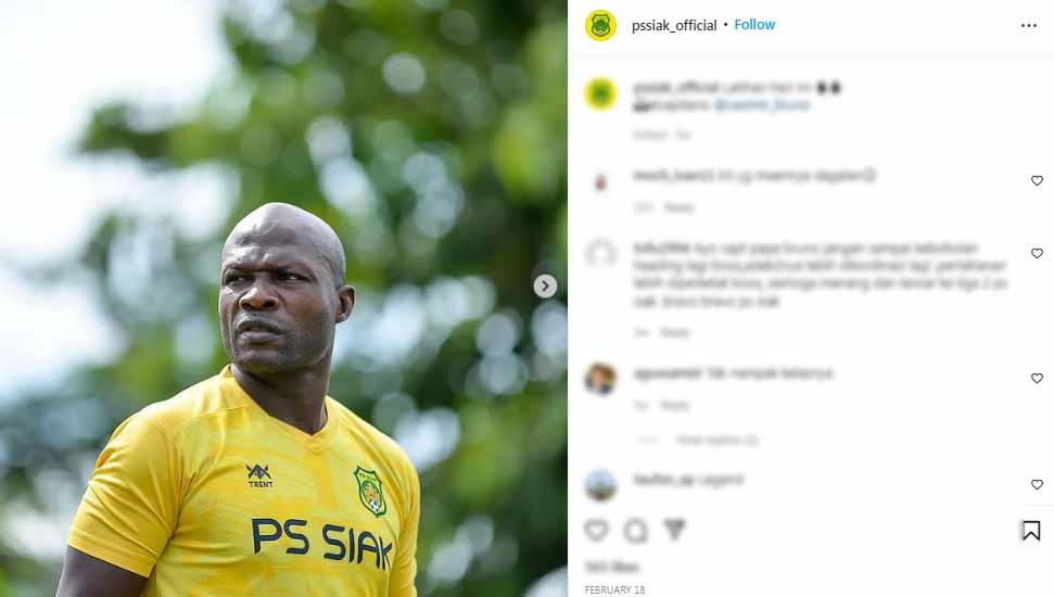 Sosok Bek tengah naturalisasi PS Siak, Bruno Casimir, akhirnya buka suara atas aksi kontroversial yang dilakukannya di Liga 3. Foto: Instagram@pssiak_official
