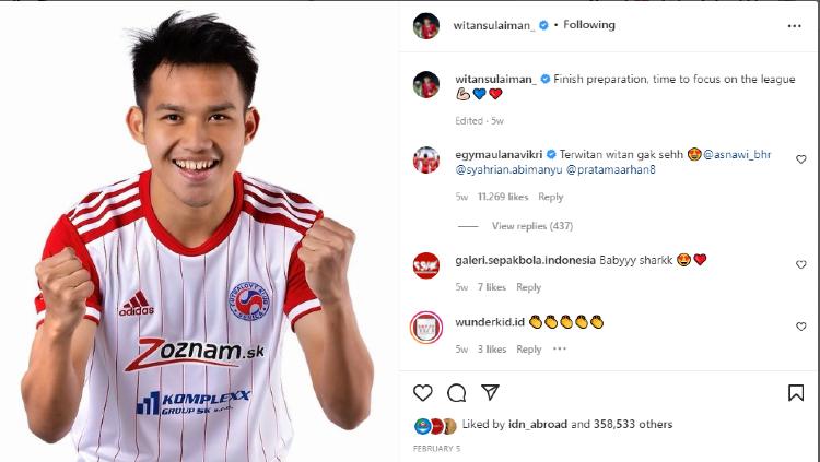 Pemain Indonesia, Witan Sulaeman, Resmi Memperkuat Klub Liga Slovakia, FK Senica. - INDOSPORT