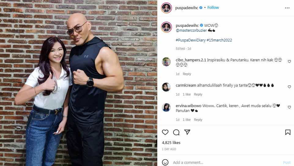 Puspa Dewi dan Deddy Corbuzier. Foto: Instagram@puspadewihc