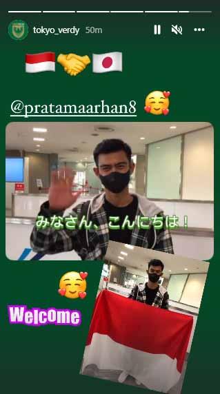 Pratama Arhan. Foto: Instastory@tokyo_verdy Copyright: Instastory@tokyo_verdy