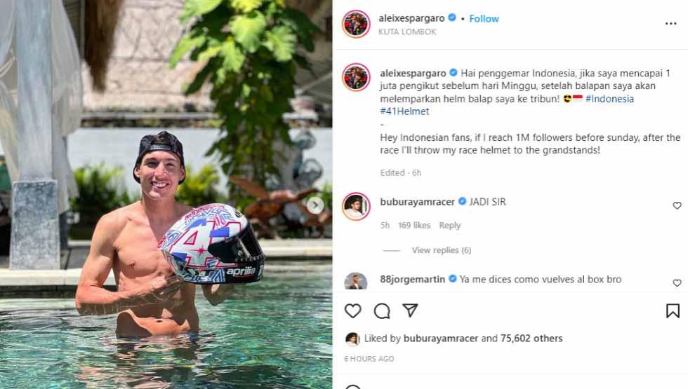 Pebalap motoGP asal Spanyol, Aleix Espargaro. Foto: Instagram@aleixespargaro
