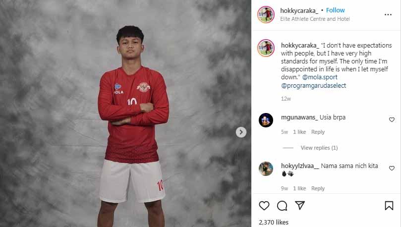 Hokky Caraka, kapten Garuda Select 4. Foto: Instagram@hokkycaraka_