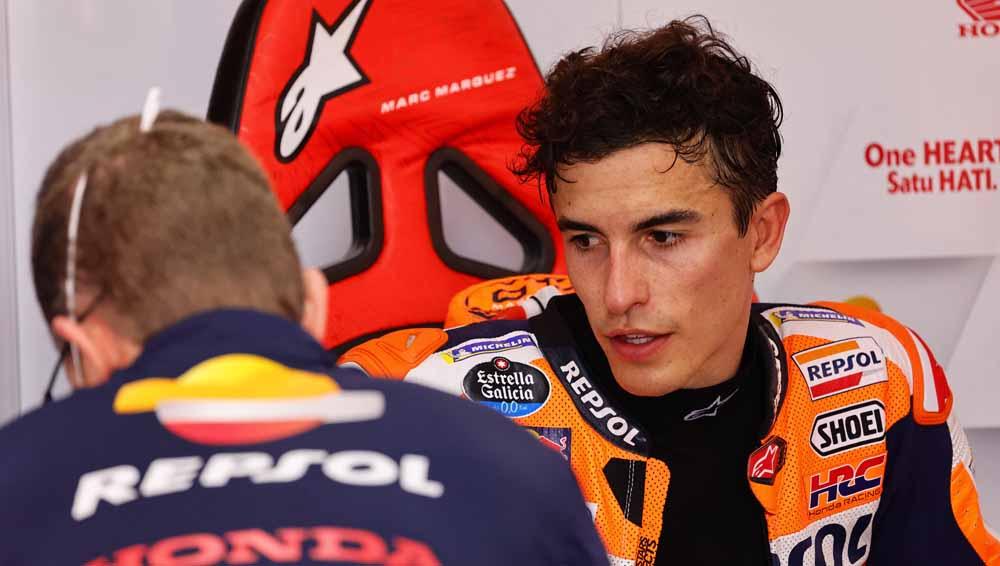 Pebalap MotoGP Marc Márquez usai latihan di Sirkuit Mandalika, Lombok, Sabtu (/19/03/22). Foto: REUTERS/Willy Kurniawan