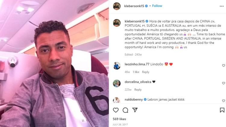 Kleberson, eks rekan setim Cristiano Ronaldo di Manchester United. Foto: instagram/klebersonk15.