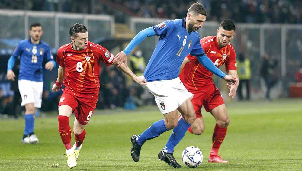 Laga antara Italia vs Makedonia Utara di Kualifikasi Piala Dunia. Foto: REUTERS-Guglielmo Mangiapane - INDOSPORT