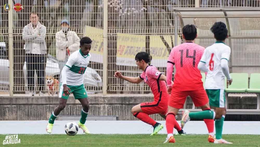 Laga uji coba pertama Timnas Indonesia U-19 kontra Korea Selatan U-20 di Daegu Auxiliary Stadium, Daegu, Korea Selatan.