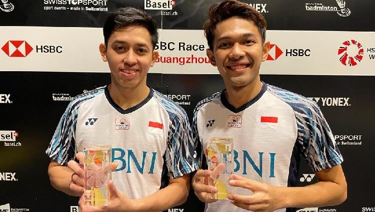 Ganda Putra indonesia, Fajar Alfian/Muhammad Rian Ardianto, Saat Juara Swiss Open 2022 - INDOSPORT