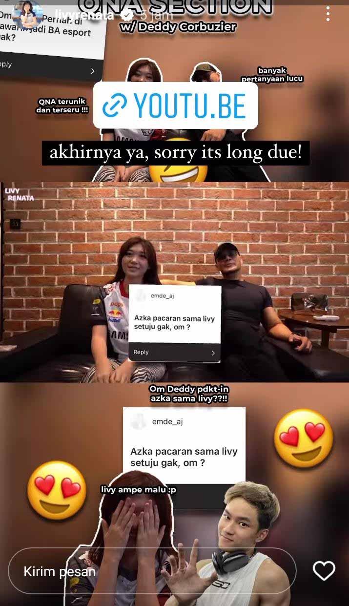 QnA Livy Renata dengan Deddy Corbuzier. Foto: Instastory@livirenata Copyright: Instastory@livirenata