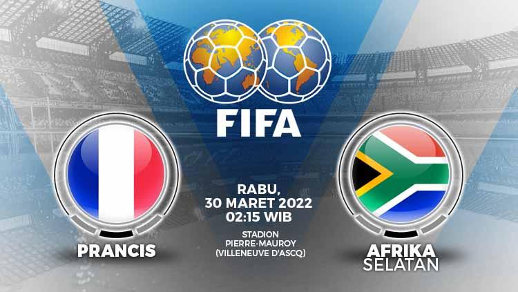 Pertandingan FIFA Matchday antara Prancis vs Afrika Selatan akan digelar pada Rabu (30/03/22) pukul 02:15 WIB.