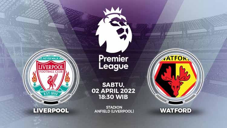Berikut link live streaming Pertandingan Liga Inggris antara Liverpool vs Watford yang akan berlangsung pada hari Sabtu (02/04/22) pukul 18.30 malam WIB.