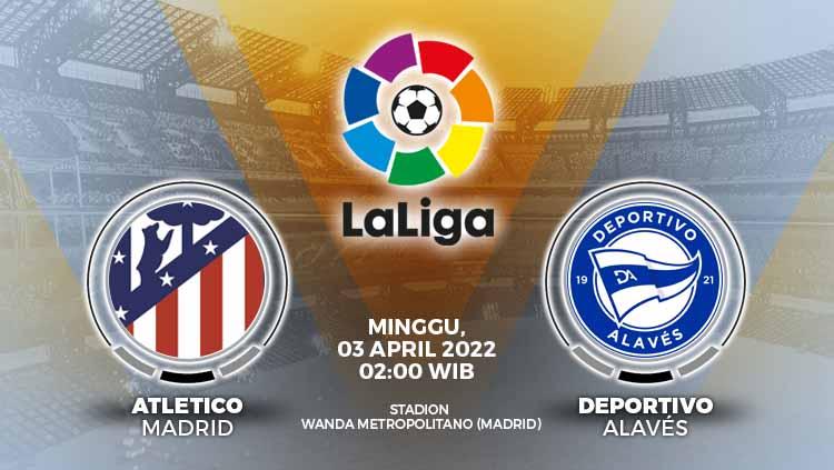 Berikut link live streaming pertandingan pekan ke-30 Liga Spanyol 2021-2022 yang mempertemukan Atletico Madrid vs Alaves, Minggu (03/04/22) dini hari WIB. - INDOSPORT