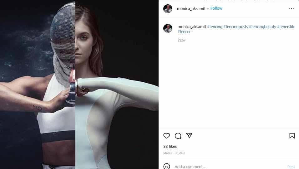 Jadi model dan atlet anggar bergelimang prestasi asal Amerika Serikat, Monica Aksamit, pamer pose menantang memamerkan perut rata yang langsung jadi sorotan. - INDOSPORT