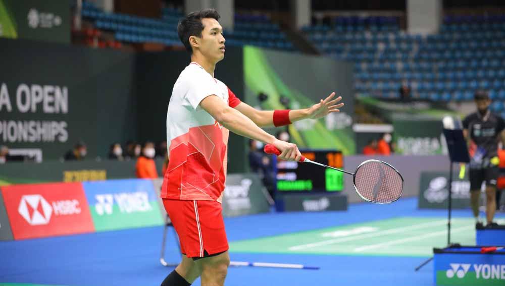 Pebulutangkis tunggal putra Indonesia, Jonatan Christie di Korea Open 2022. Foto: PBSI