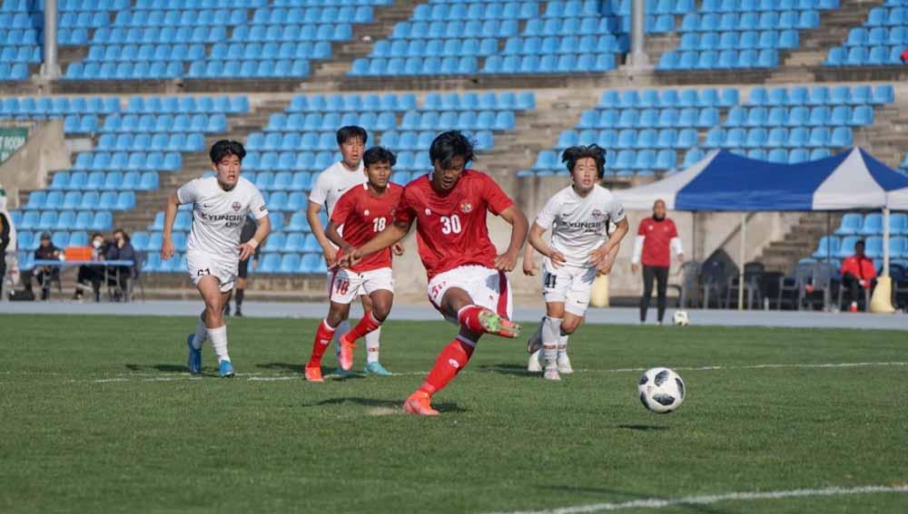 Laga antara Timnas U-19 vs Kyungil University. Foto: PSSI