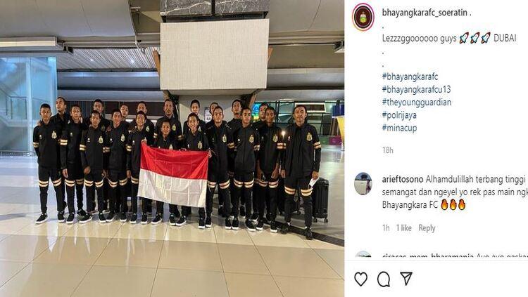 Bhayangkara FC U-13 bertolak ke Dubai untuk mengikuti turnamen Mina Cup 2022. - INDOSPORT
