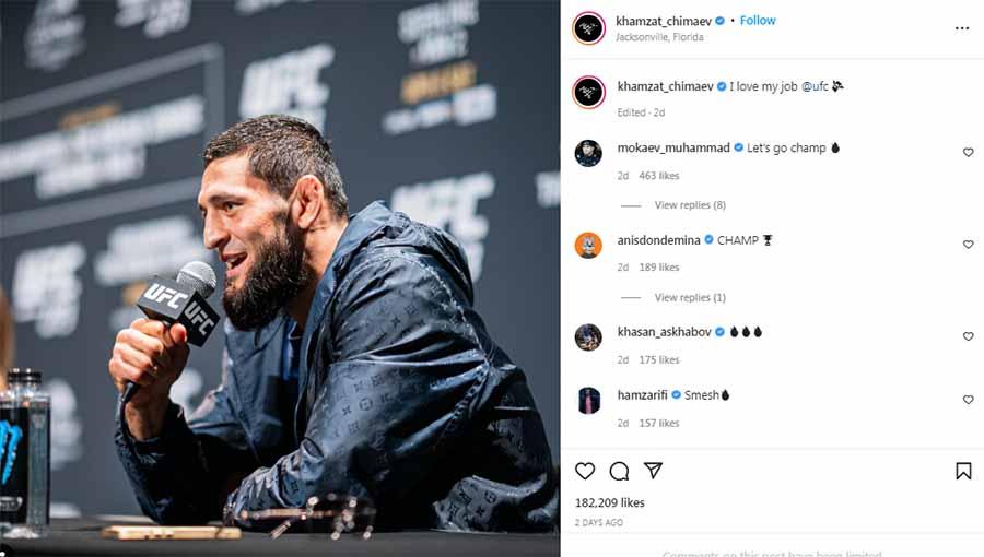 Khamzat Chimaev, petarung UFC. Foto: Instagram@khamzat_chimaev