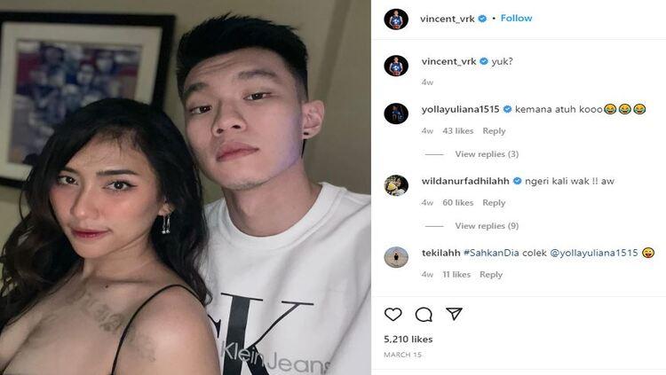 Pevoli Yolla Yuliana dan sang kekasih, Vincent Rivaldi Kosasih.