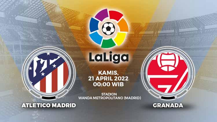 Berikut prediksi pertandingan Liga Spanyol 2021/22 antara Atletico Madrid vs Granada pada Kamis (20/04/22) mulai pukul 00:00 dini hari WIB.