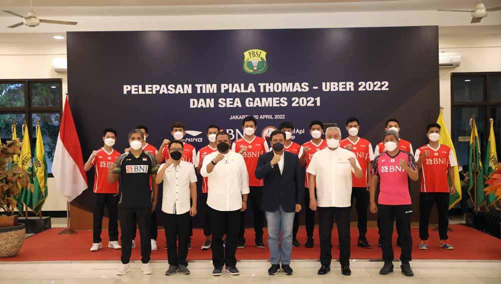 Pelepasan tim Thomas-Uber 2022 dan SEA Games 2021. Foto: PBSI