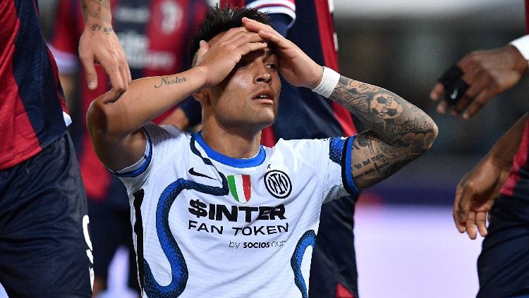 Reaksi Lautaro Martinez dari Inter Milan REUTERS-Jennifer Lorenzini - INDOSPORT