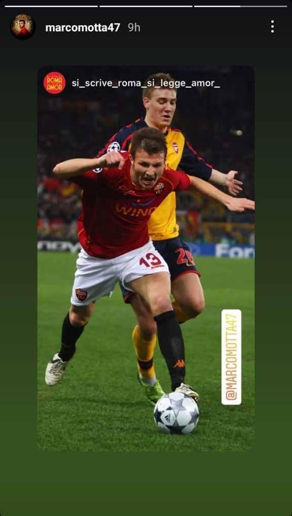 Marco Motta kenang momen di AS Roma usai didepak Persija Jakarta. Foto: Instastory@marcomotta47 Copyright: Instastory@marcomotta47