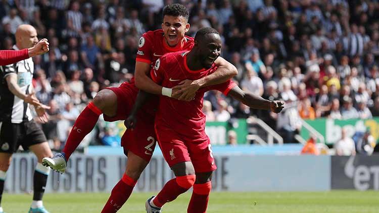 Selebrasi gol Naby Keita di laga Newcatsle United vs Liverpool dalam lanjutan Liga Inggris.