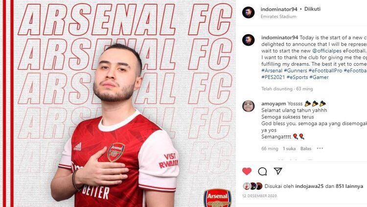 Indominator, pemain PES berdarah Indonesia-Belanda yang memperkuat Arsenal Esports.