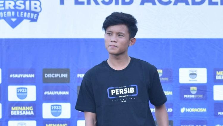 Pemain Persib, Arsan saat ditemui di acara Festival Persib Academy League, di Lapangan Soccer Republic, Kota Bandung Kamis (12/5/22).