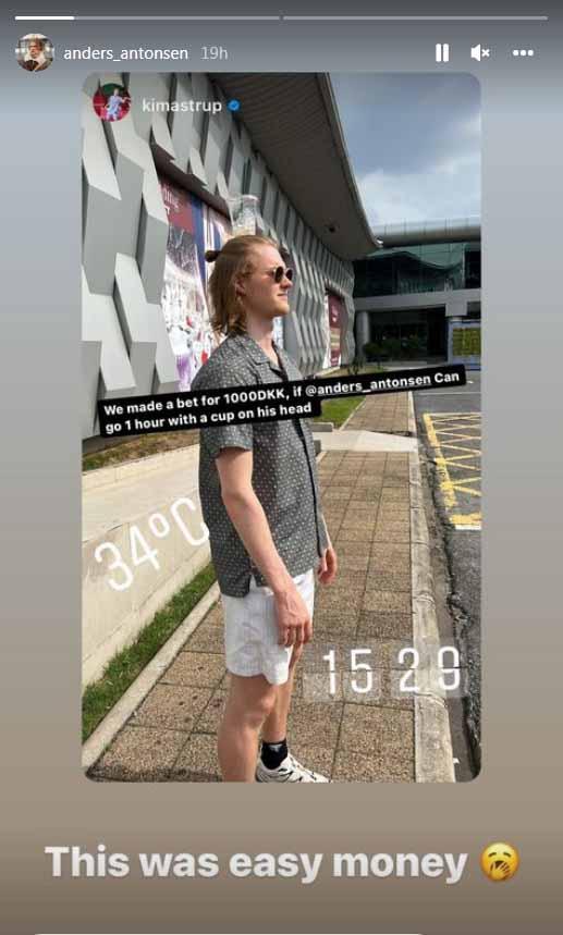 Pebulutangkis tunggal putra asal Denmark, Anders Antonsen. Foto: Instastory@anders_antonsen Copyright: Instastory@anders_antonsen