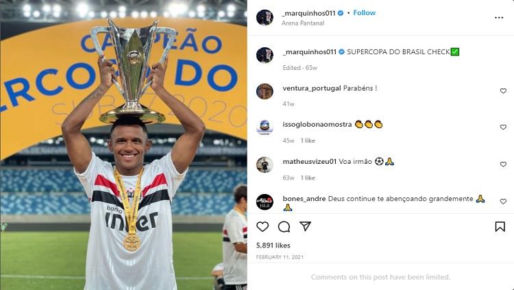 Mengenal Marquinhos, talenta muda asal Brasil milik Sao Paulo yang dilaporkan dalam waktu dekat akan segera bergabung Arsenal. - INDOSPORT