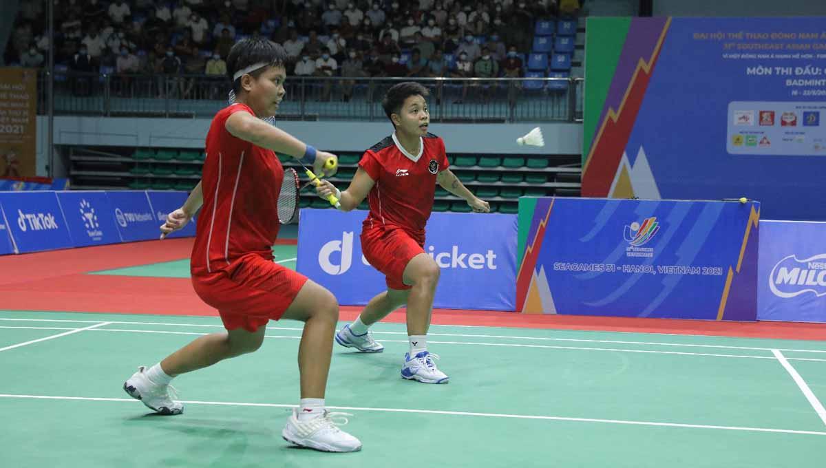 Pebulu tangkis ganda putri Indonesia, Apriyani/Siti Fadia di laga SEA Games 2021. Foto: PBSI