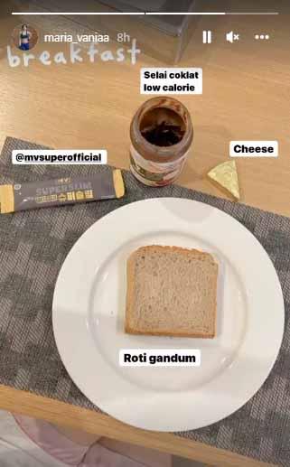 Menu Sarapan Maria Vania di Kala Diet. Foto: Instastory@maria_vaniaa Copyright: Instastory@maria_vaniaa