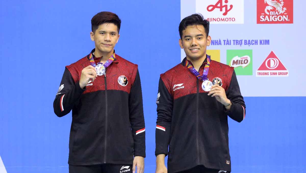 Pasangan ganda campuran Indonesia, Pramudya Kusumawardana/Yeremia Erich YY Rambitan di SEA Games Vietnam 2021. Foto: PBSI