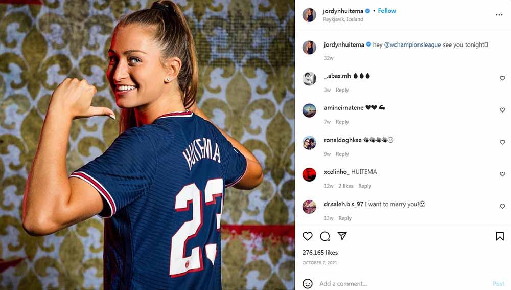 Jordyn Huitema pemain PSG Women. Foto: Instagram@jordynhuitema - INDOSPORT