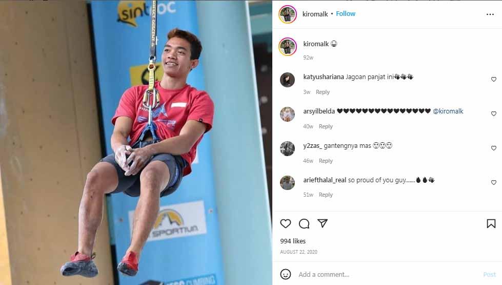 Bakal tampil di Jakarta, dua atlet panjat tebing Indonesia, Kiromal Katibin dan Veddriq Leonardo, bakal berambisi untuk memecahkan rekor dunia speed putra. - INDOSPORT