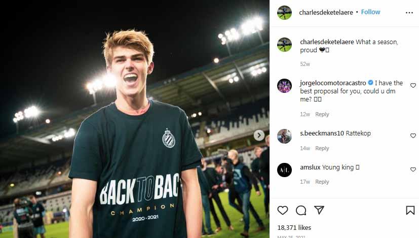 Charles de Ketelaere, pemain incaran AC Milan. Foto: Instagram@charlesdeketelaere - INDOSPORT