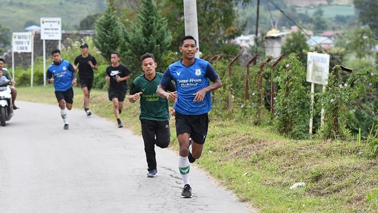 Skuat PSMS Medan melakukan TC di Berastagi, Kabupaten Karo, Sumatra Utara.