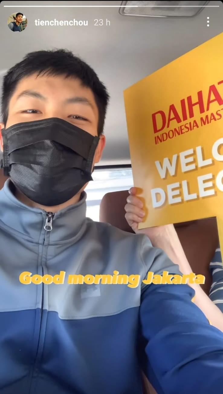 Pebulutangkis Chinese Taipei, Chou Tien Chen tiba di Jakarta untuk mengikuti Indonesia Masters 2022. Copyright: Instagram @tienchenchou