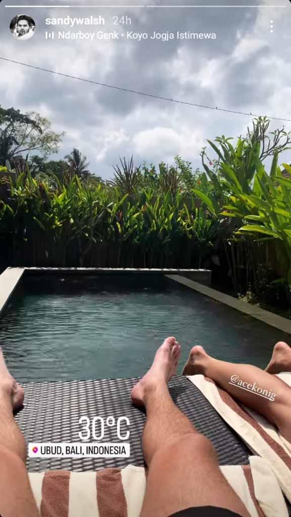 Sandy Walsh liburan ke Bali. Foto: Instastory@sandysalsh Copyright: Instastory@sandysalsh