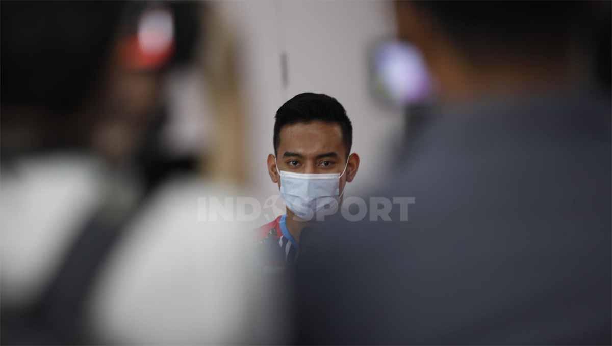 Pramudya Kusumawardana pada konferensi pers jelang Indonesia Masters 2022 di Istora Senayan, Senin (06/06/22). Foto: Herry Ibrahim/Indosport.com
