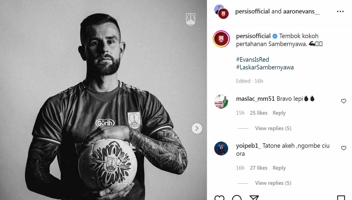 Pesepak bola Australia, Aaron Evans, resmi bergabung ke klub Liga Super India, North East United FC, setelah didepak klub Liga Indonesia Persis Solo. Foto: Instagram@persisofficial