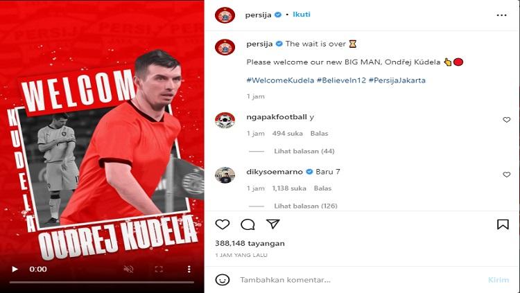 Persija Jakarta meresmikan bek Timnas Ceko, Ondrej Kudela. (Foto: instagram@persija)