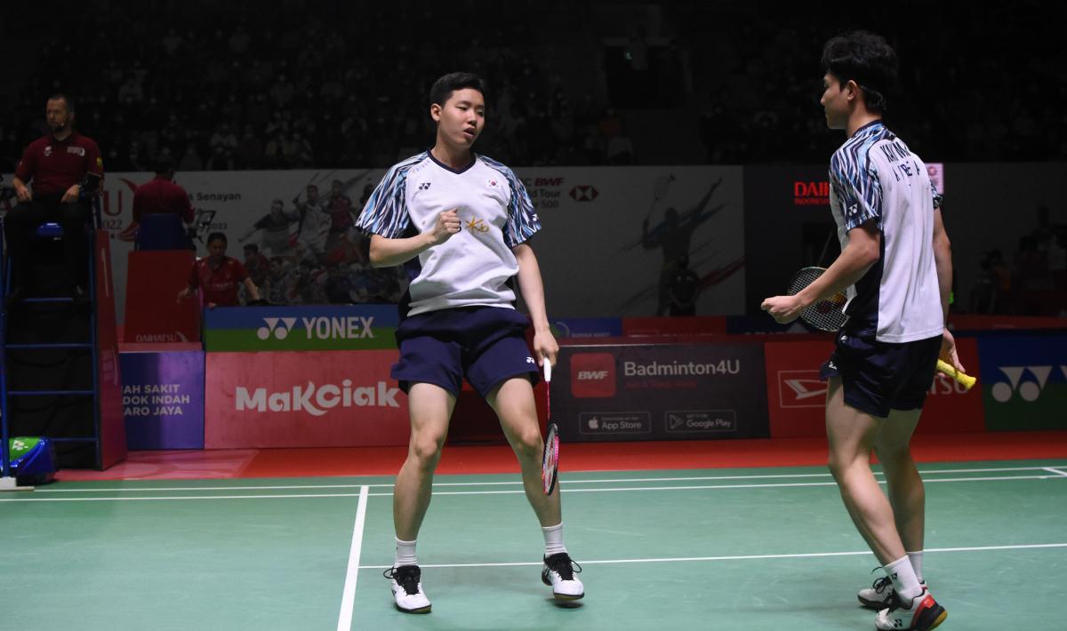 Kang Min-hyuk, Seo Seung-jae kini melejit di ranking BWF usai sempat curangi Fajar Alfian/Muhammad Rian Ardianto di Australia Open 2023. Foto: Herry Ibrahim/INDOSPORT.