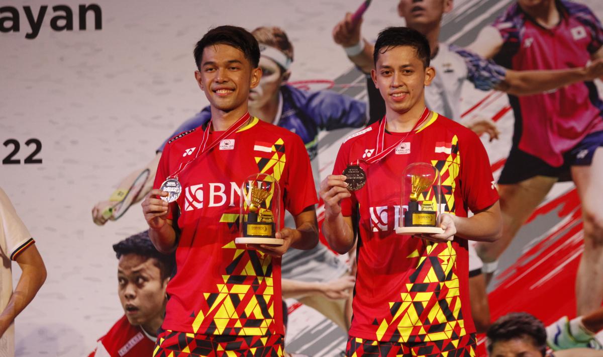 Pasangan Indonesia, Fajar Alfian/Muhammad Rian juara ganda putra Indonesia Masters 2022 di Istora Senayan, Minggu (12/06/22).