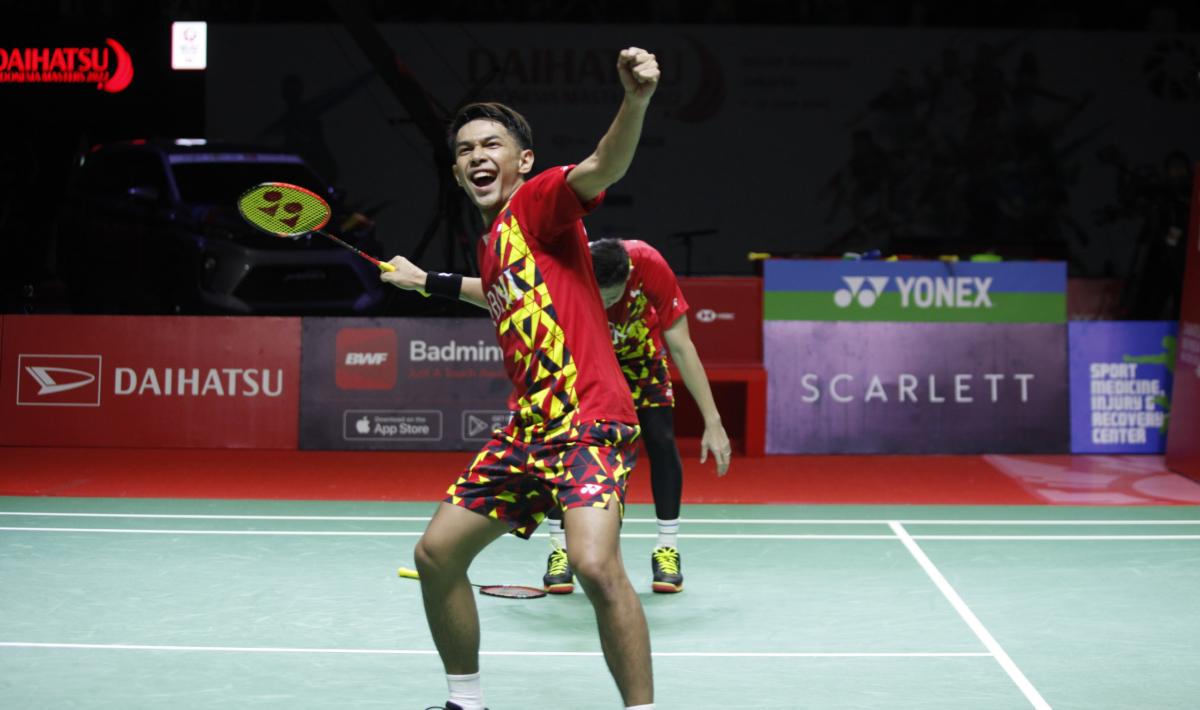 Pasangan Indonesia, Fajar Alfian/Muhammad Rian juara ganda putra Indonesia Masters 2022 di Istora Senayan, Minggu (12/06/22). - INDOSPORT